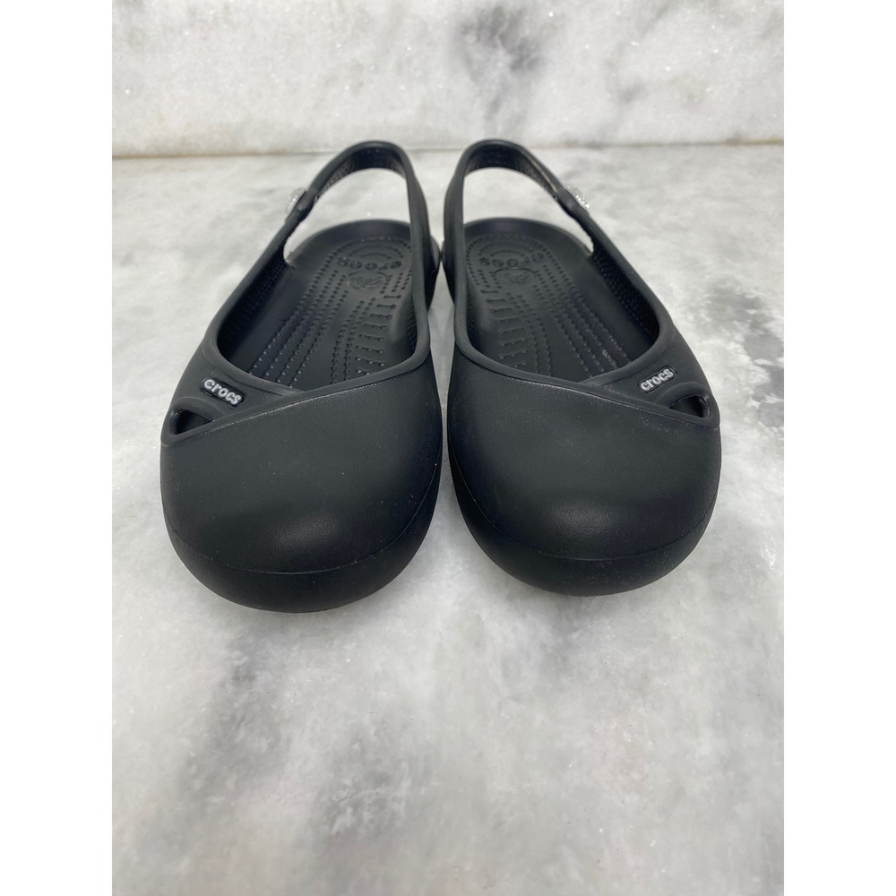 Crocs Olivia Size 6 Sling back Black Crocs with Jewel on Sides